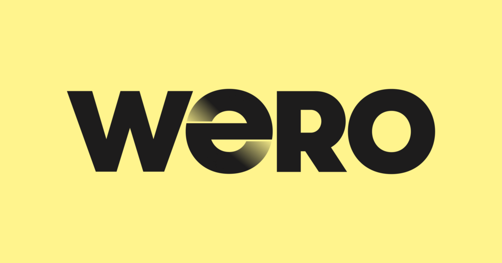 wero logo in black with a yellow background